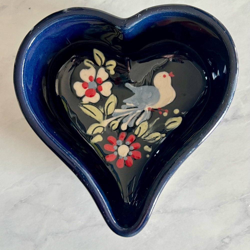 Heart-Shaped Blue Pottery Dish